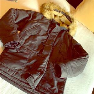 Jcrew winter coat with faux fur hood